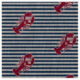Tela Raya blanca azul del monograma rojo náutico de la