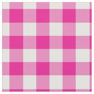 Tela Raya de cuadros rosa brillante y blanco