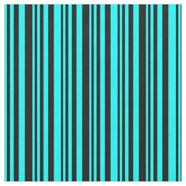 Tela Rayas Aqua y Negra (De cerca)