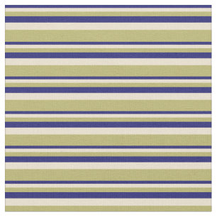 Tela Rayas azul, beige y caqui oscuro