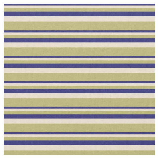 Tela Rayas azul, beige y caqui oscuro (De cerca)