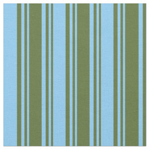Tela Rayas azules de cielo azul y verde oliva oscuro