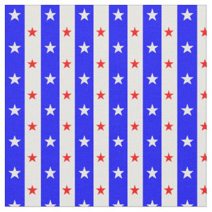 Tela Rayas azules Estrellas blancas rojas