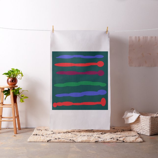 Tela rayas azules rojas profundas inspiradas en el arte (In Situ)