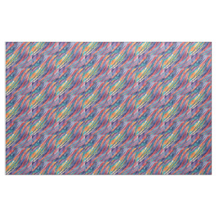 Tela Rayas de acuarela naranja, rosa azul verde púrpura