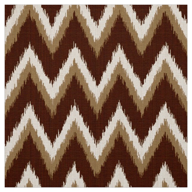 Tela Rayas de Chevron Ikat - Marrón chocolate y beige (Retal)