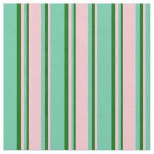 Tela Rayas de color aguamarina, rosa y verde oscuro
