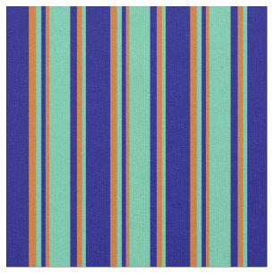 Tela Rayas de color azul, acuamarina y chocolate