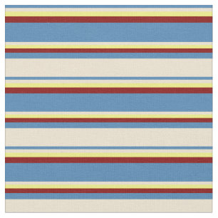 Tela Rayas de color azul, beige, amarillo y marrón