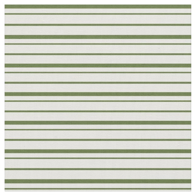 Tela Rayas de color blanco y verde oliva oscuro (De cerca)