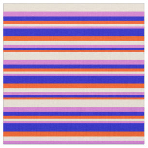 Tela Rayas de color rojo, azul, orquídea y bizcocho