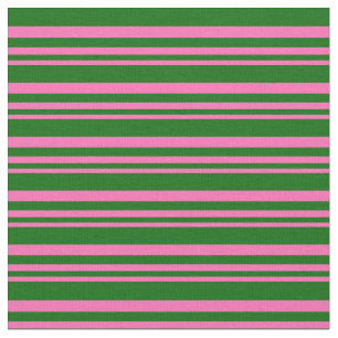 Tela Rayas de color verde oscuro y rosado caliente