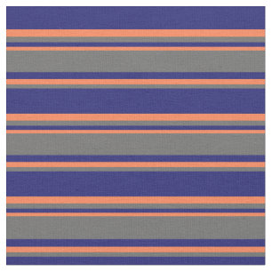 Tela Rayas de coral, azul oscuro y gris oscuro