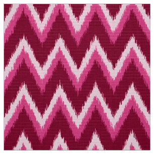Tela Rayas de Ikat Chevron - Burqundy, subió y rosado