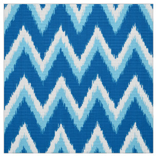 Tela Rayas de Ikat Chevron - cobalto, azul de cielo y