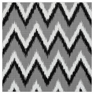 Tela Rayas de Ikat Chevron - grises/gris, negro y