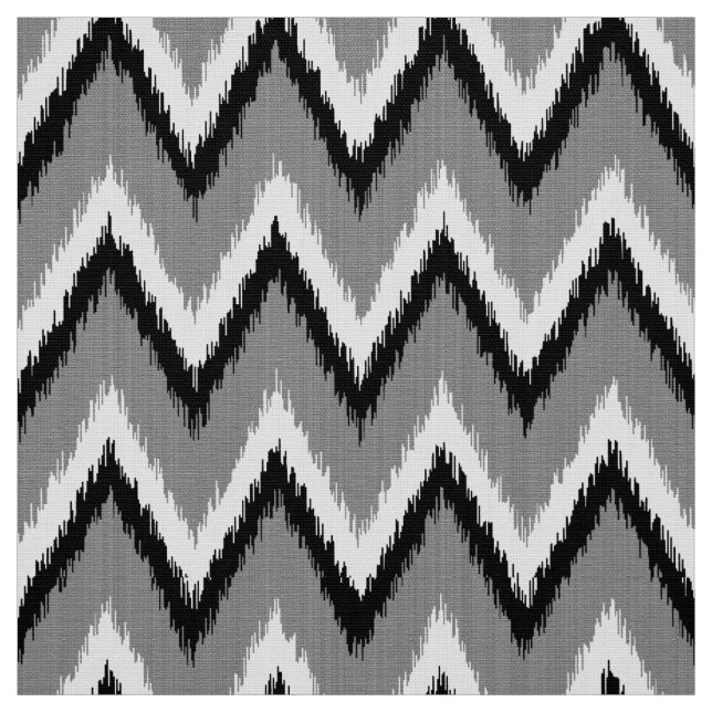 Tela Rayas de Ikat Chevron - grises/gris, negro y (Retal)