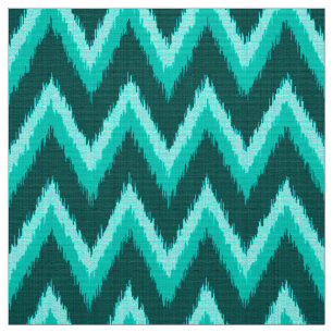 Tela Rayas de Ikat Chevron - turquesa, trullo y