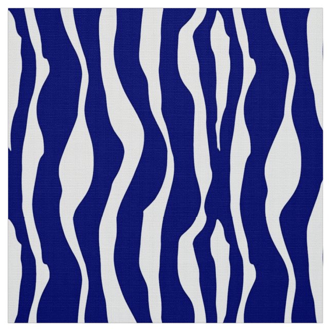 Tela Rayas de la cebra - azul y blanco de cobalto (Retal)