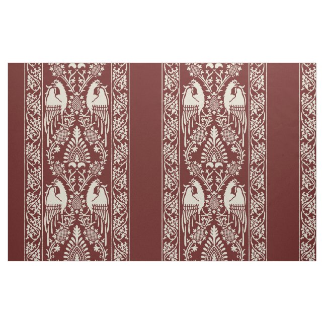 Tela Rayas de pájaro medieval granate ("Cuarto gordo" (fat quarter))