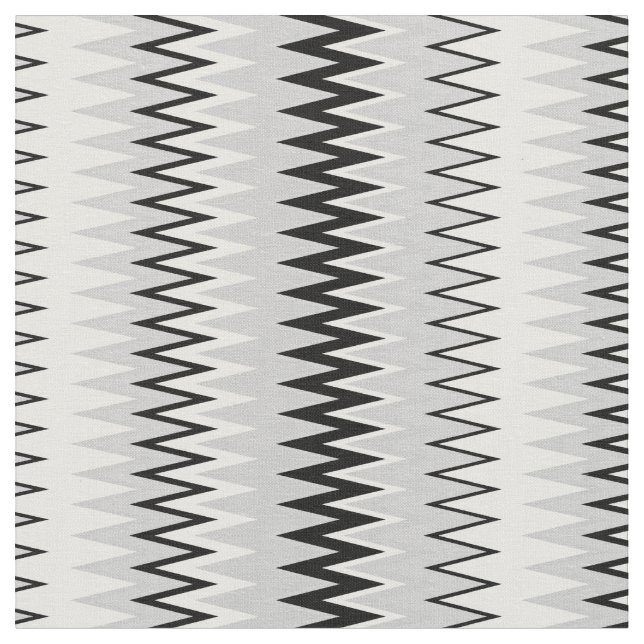 Tela Rayas de patrón Zag negro y blanco (De cerca)