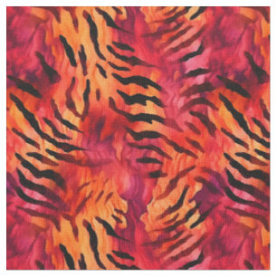 Tela Rayas de tigre naranja y rosa