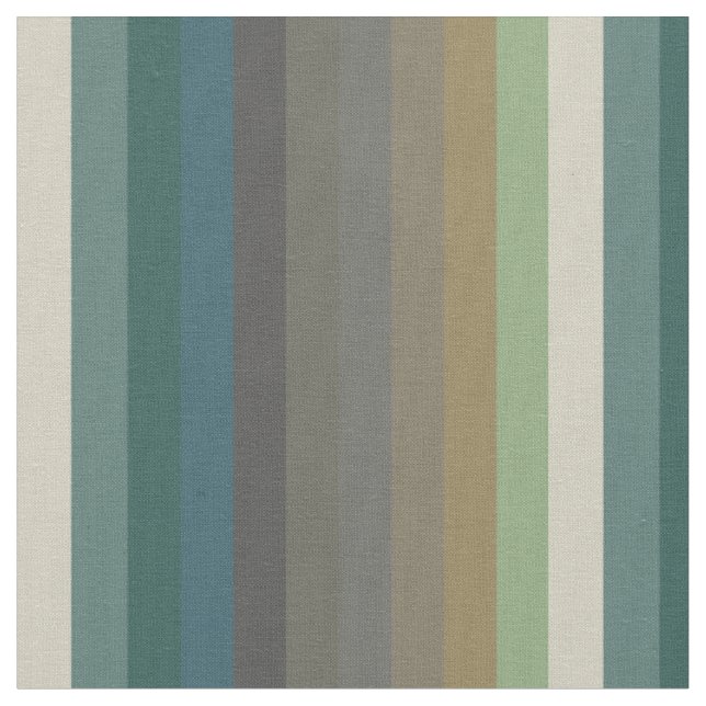 Tela Rayas de verde musgo y azul turquesa de bosque  (De cerca)