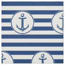 Rayas del blanco de los azules marinos del ancla