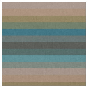 Tela Rayas horizontales neutras beige, camello y azul v