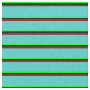 Tela Rayas limadas, negras, marrones y turquesas