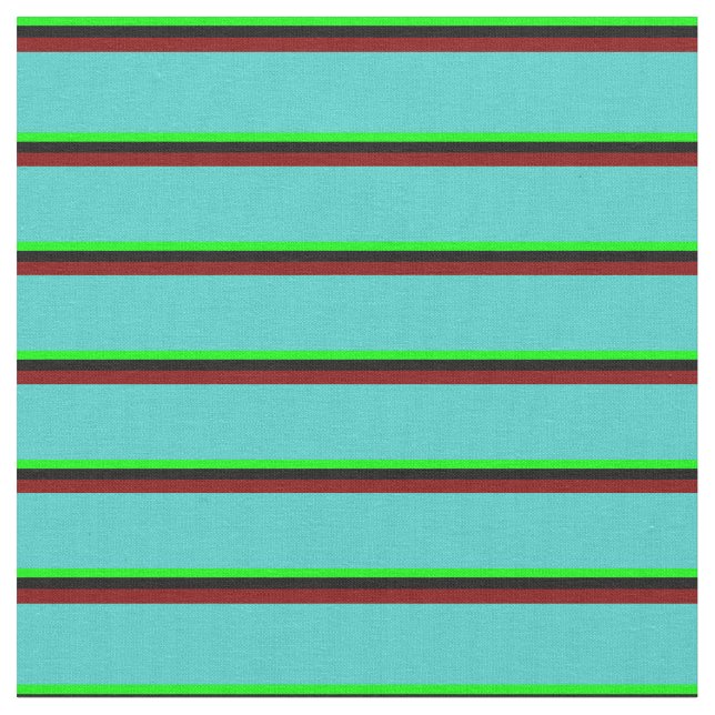 Tela Rayas limadas, negras, marrones y turquesas (De cerca)