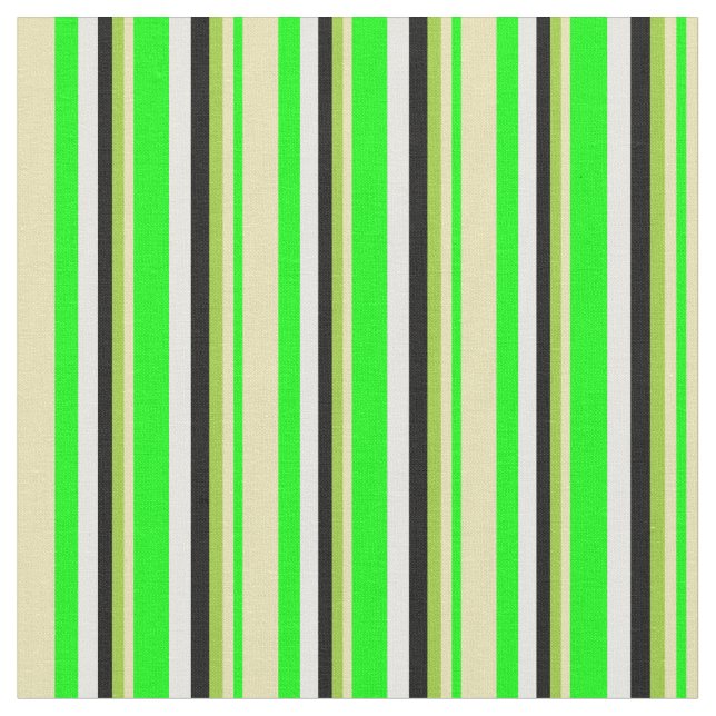 Tela Rayas Lime, Tan, Green, Black and White (De cerca)