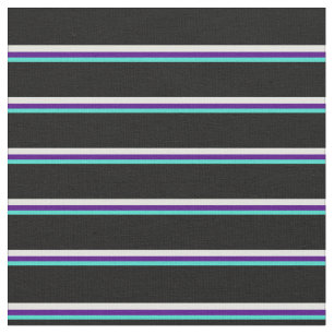 Tela Rayas turquesa, índigo, cian claro y negro