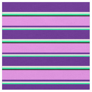 Tela Rayas verdes, blancas, índigo, violeta y negra