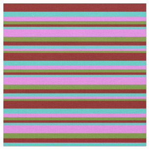 Tela Rayas verdes, violetas, turquesas y marrones