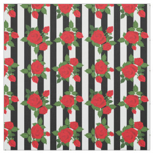 Tela rayas verticales de San Valentín rosas rojas román