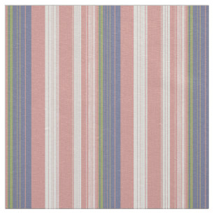 Tela rayas verticales rosa, azul y oliva.