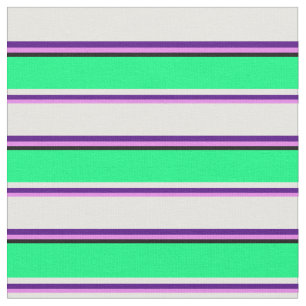 Tela Rayas violeta, índigo, blanca, verde y negra