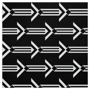 Tela Rayas y galones blancos geométricos en negro