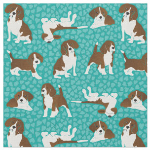 Tela Raza de perro de Beagle - turquesa