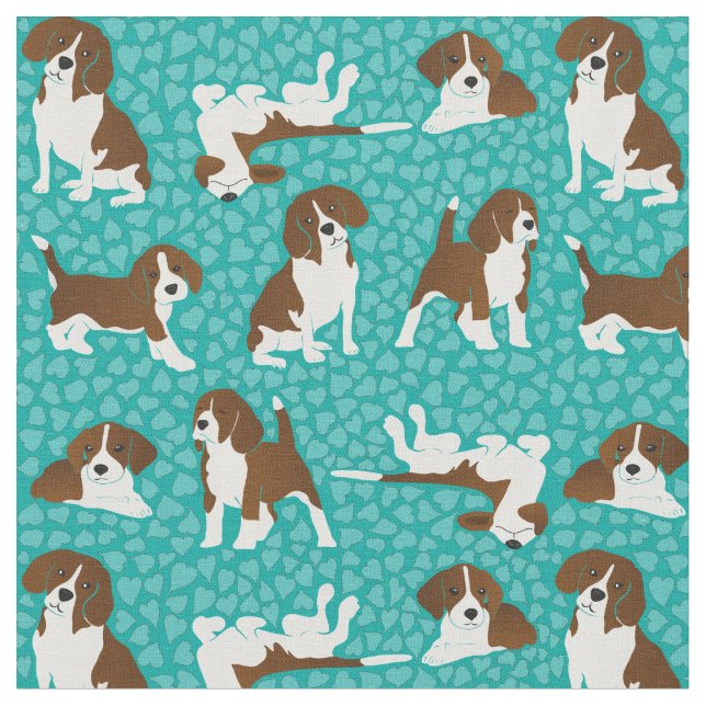 Tela Raza de perro de Beagle - turquesa (De cerca)