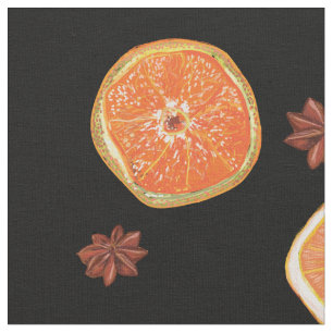 Tela Rebanadas de Frutas de Naranja y Canela