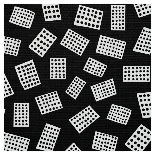 Tela Rectángulos abstractos 081122 - Blanco sobre negro (Retal)