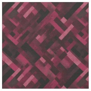 Tela Rectángulos abstractos de Borgoña y Negro
