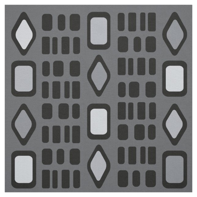 Tela Rectángulos de diamantes retro gris negro (Retal)