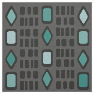 Tela Rectángulos de diamantes retro Turquesa negra