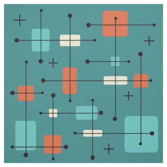 Tela Rectángulos redondeados Cuadrados Verde azulados (Retal)