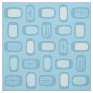 Tela Rectángulos redondeados de MCM de medio siglo Azul