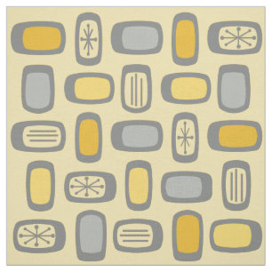 Tela Rectángulos redondeados de MCM de medio siglo Gris