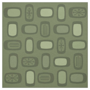 Tela Rectángulos redondeados de MCM de medio siglo Oliv